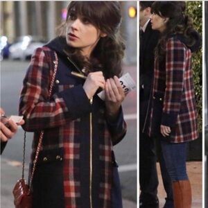 RARE Madchen Plaid Wool Hooded Coat ASO Zooey Deschanel S
